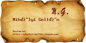Mihályi Gellén névjegykártya